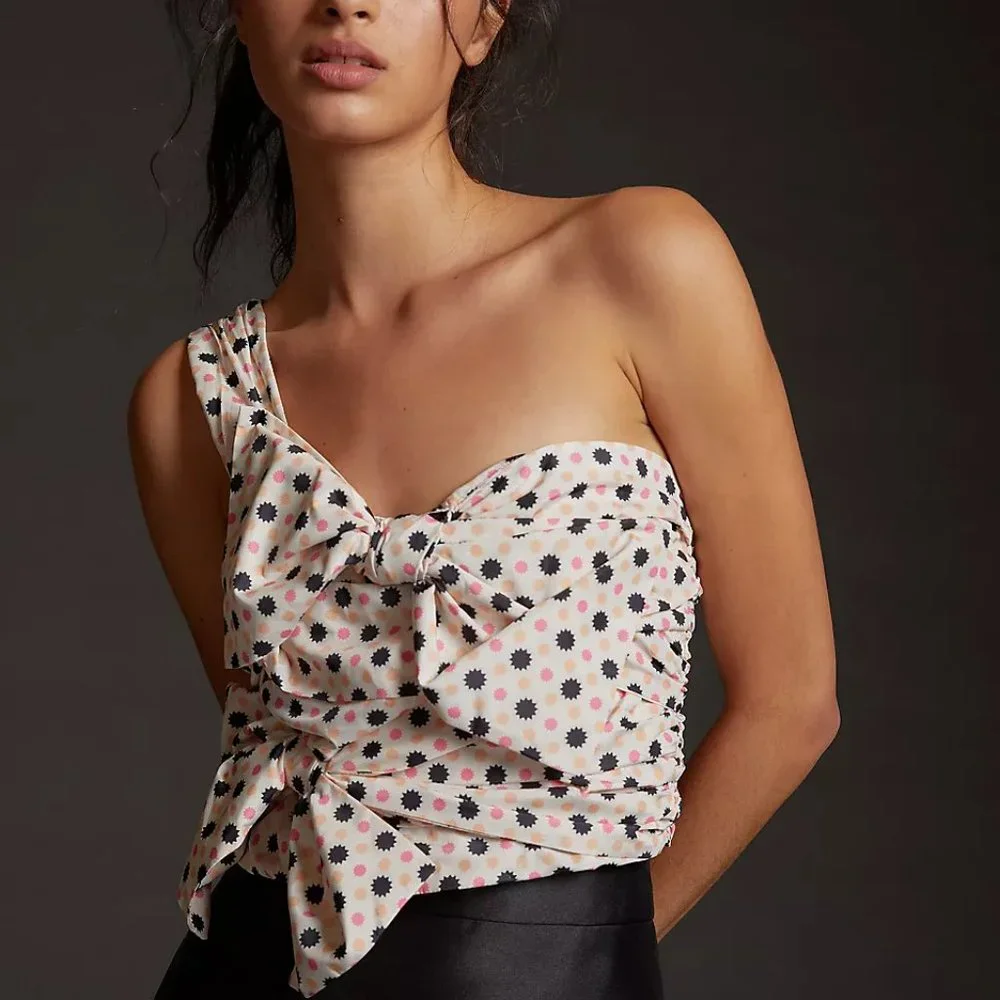 Anthro Maeve Bow-Tie One-Shoulder Tank - Picture 1 of 12